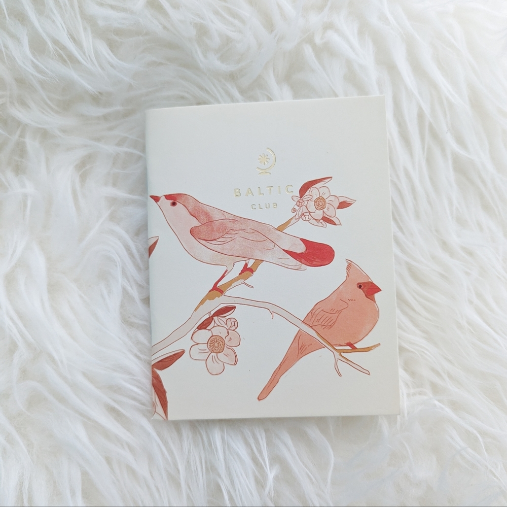 Baltic Club Birds Floral Small Pocket Notebook Red Cream Travel Journal